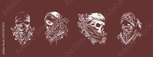 Bandana Bandit Cowboy with Scarf Mask illustration