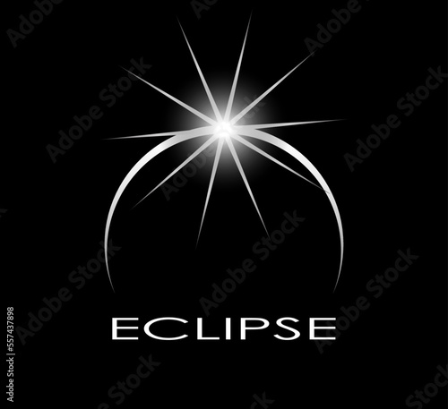 eclipse symbol on black background/ sun shine concept logo