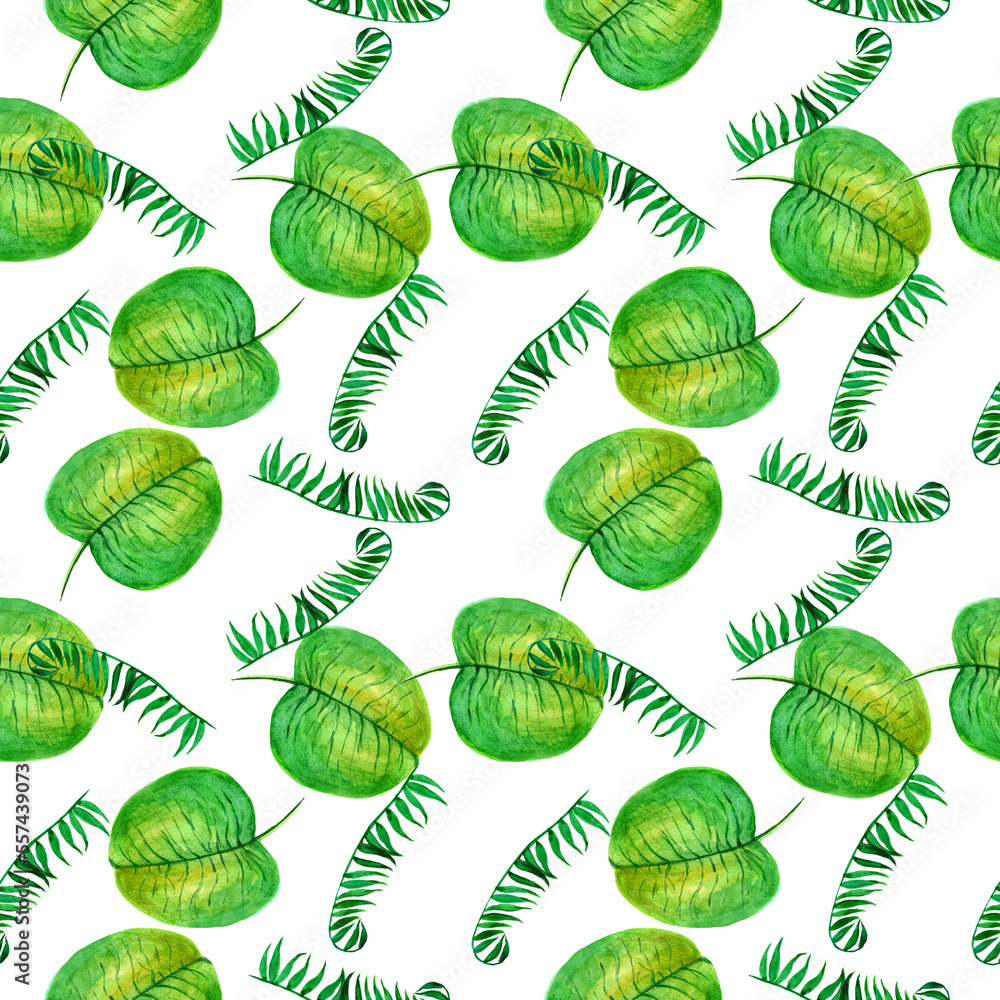 Watercolor leaves in a seamless pattern. Can be used as fabric, wallpaper, wrap. Watercolor leaves in a seamless pattern. Can be used as fabric, wallpaper, wrap.