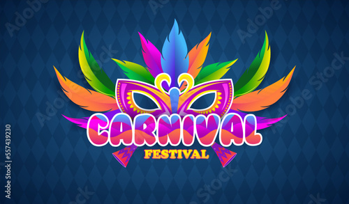 Carnival card or banner With Colorful Party Elements and typography design. Vector illustration