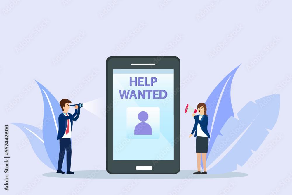 Help wanted message on mobile phone application Help wanted message on mobile phone application