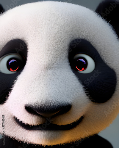 AI Digital Illustration Cartoon Panda Close Up Portrait