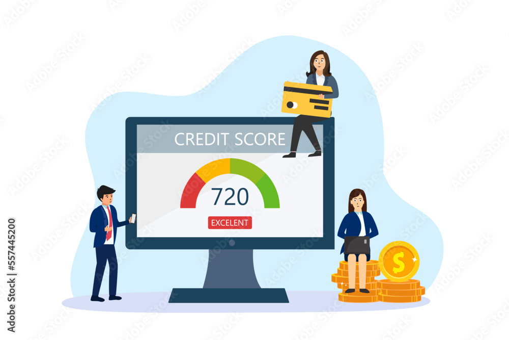 Credit score rating on computer screen Credit score rating on computer screen