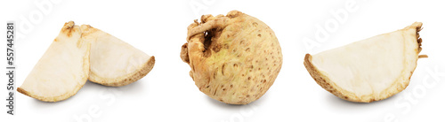 Obraz w ramie Fresh celery root slice isolated on white background