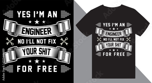 Engineer Black T-Shirt Design 