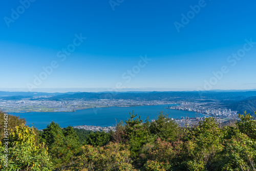 京都の比叡山山頂から望む琵琶湖の風景 © miko_neko