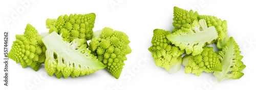 Romanesco broccoli cabbage or Roman Cauliflower isolated on white background with full depth of field