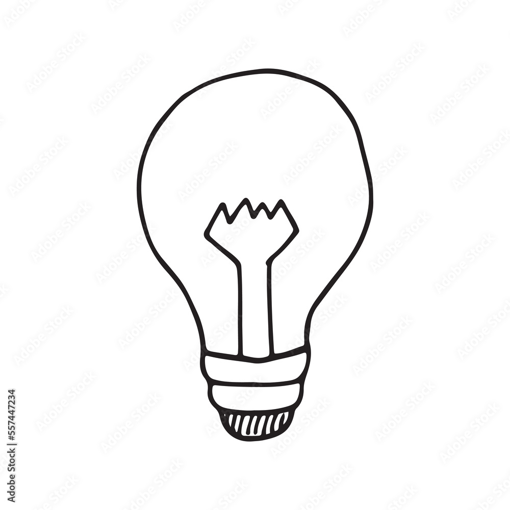 Hand drawn bulb lamp doodles vector illustration. For kids coloring book. Hand drawn bulb lamp doodles vector illustration. For kids coloring book.