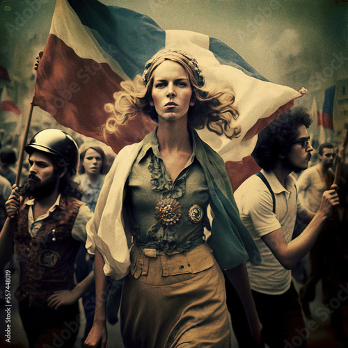 Generative AI, woman protesting for freedom