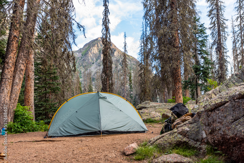 tent in the rocky mountains