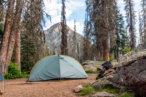 tent in the rocky mountains