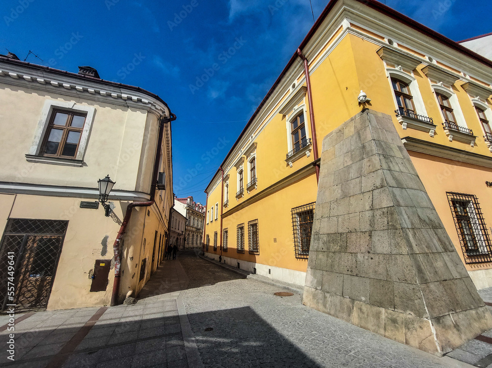 A street in the old part of Tarnow on a sunny day. Poland