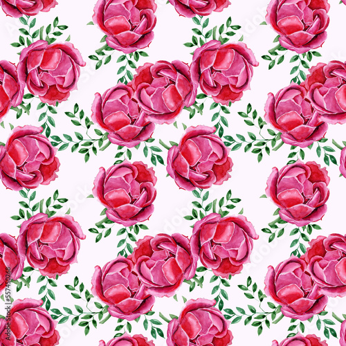  Watercolor roses in a seamless pattern. Can be used as fabric, wallpaper, wrap.