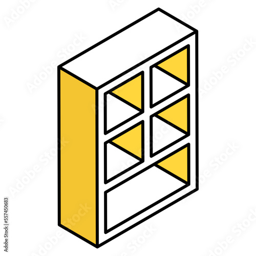 An icon of shelves in flat isometric design available for instant download 