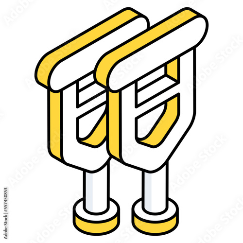 Walking stick icon, linear design of crutches