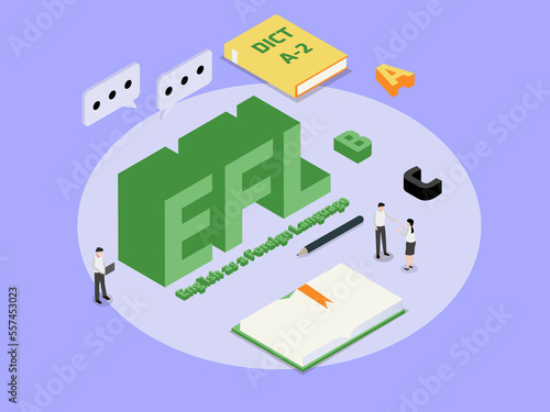 English as a Foreign Languae EFL 3D isometric vector concept