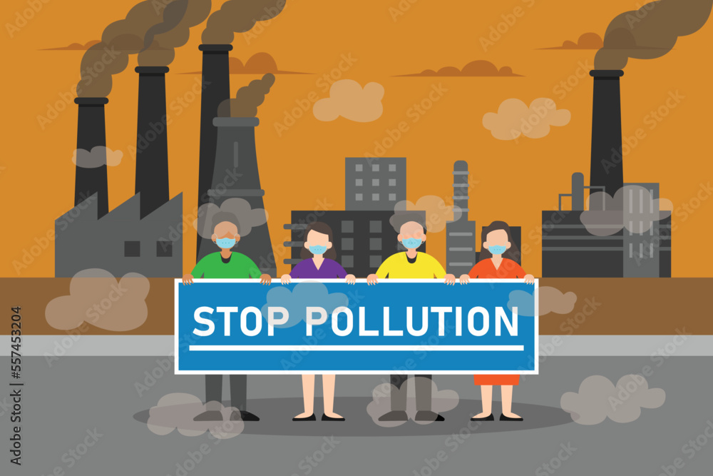 Stop air pollution vector concept