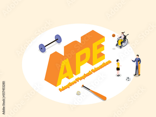 Adaptive physical education vector concept: Disabled people with adaptive physical education text
