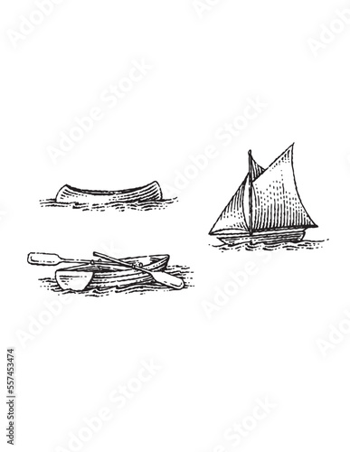 boat illustrations set