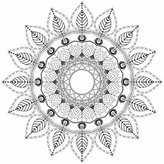 Foto auf Leinwand Mandala High-quality black mandala on white background. This monochrome zentangle is ideal for coloring and designing.  © Mahmut