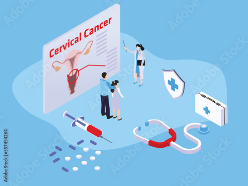 Cervical cancer patient and husband consulting with a doctor