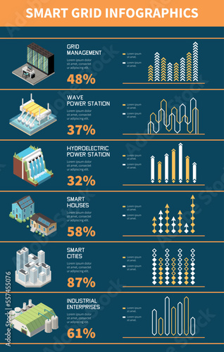 Smart Grid Isometric Infographics
