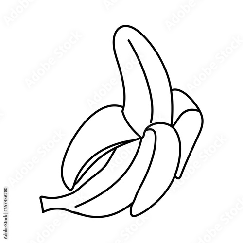 Banana vector illustration. Cute cartoon banana fruit. Banana hand draw isolated.