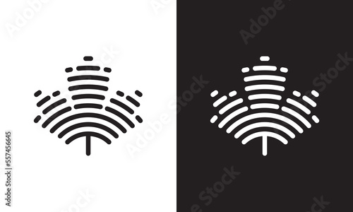 leaf maple technology logo design vector illustration