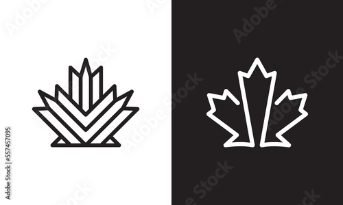 black white maple leaf logo design vector illustration.