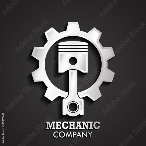 3d piston gear silver logo