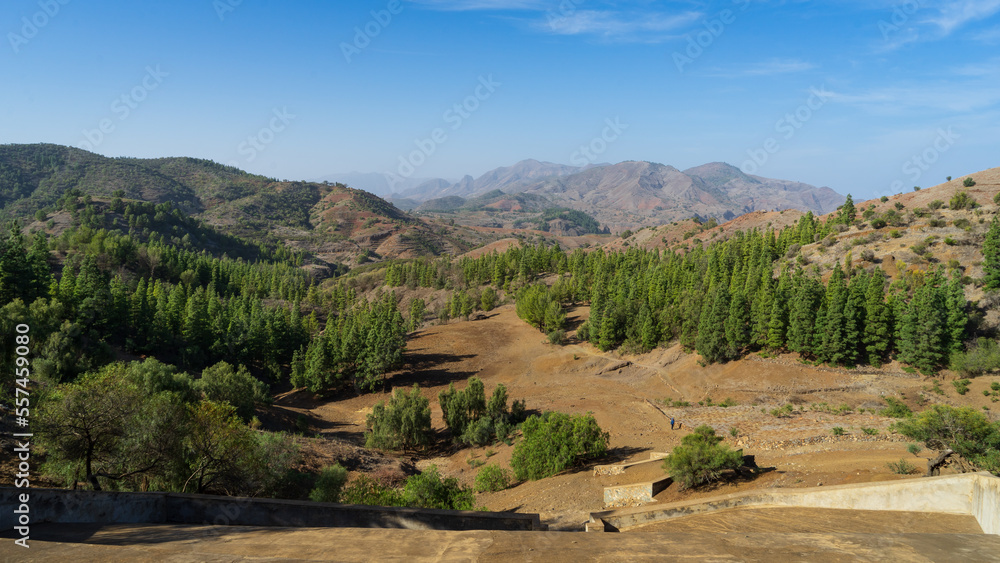 Scenic landscape in the mountains in Cabo Verde, Africa