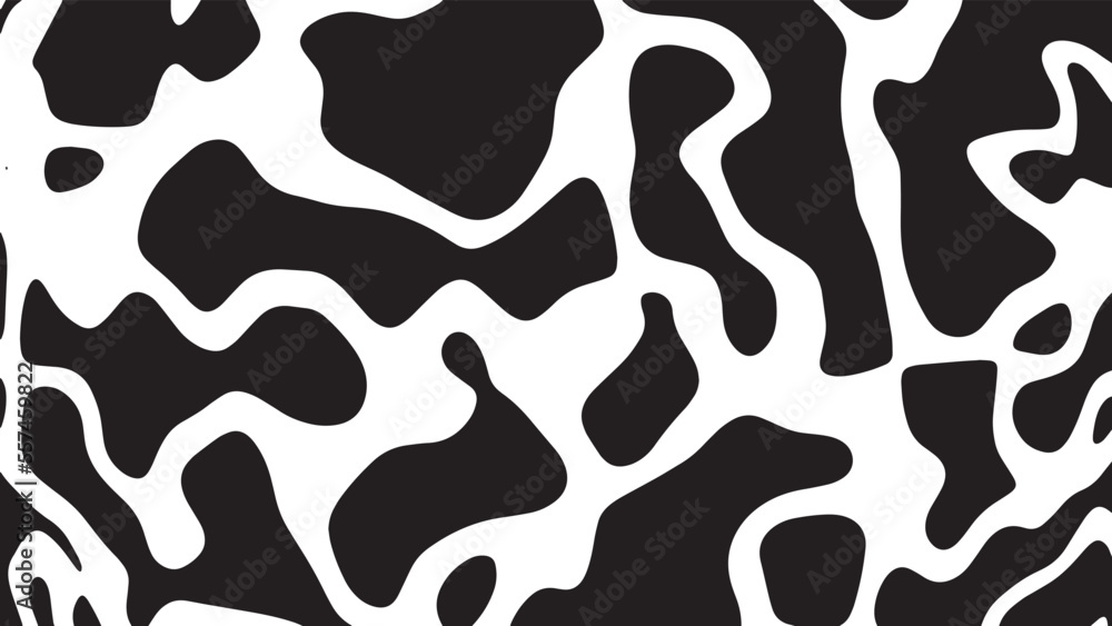 Black and white cow pattern animal skin texture. Abstract round shapes background design. Black and white cow pattern animal skin texture. Abstract round shapes background design.