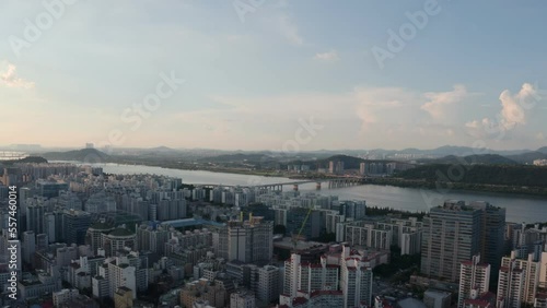 Wallpaper Mural [korea drone footage] Seoul city landscape, Road, Han river Torontodigital.ca