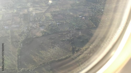 Scenic Landscape View during Plane Approach: A Stunning Stock Video