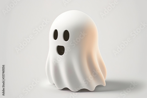 Holiday Ghost adorable ghostly figure. realistic design component with a plastic toon look. Icon on a white backdrop, isolated. a based image. Generative AI