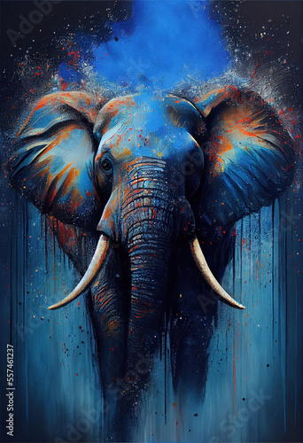 elephant, digital art, abstract, animal, ink, oil, water, painting