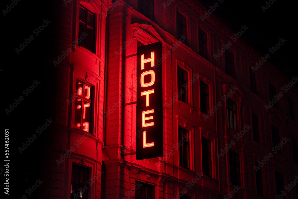 Red neon hotel sign - Medium 