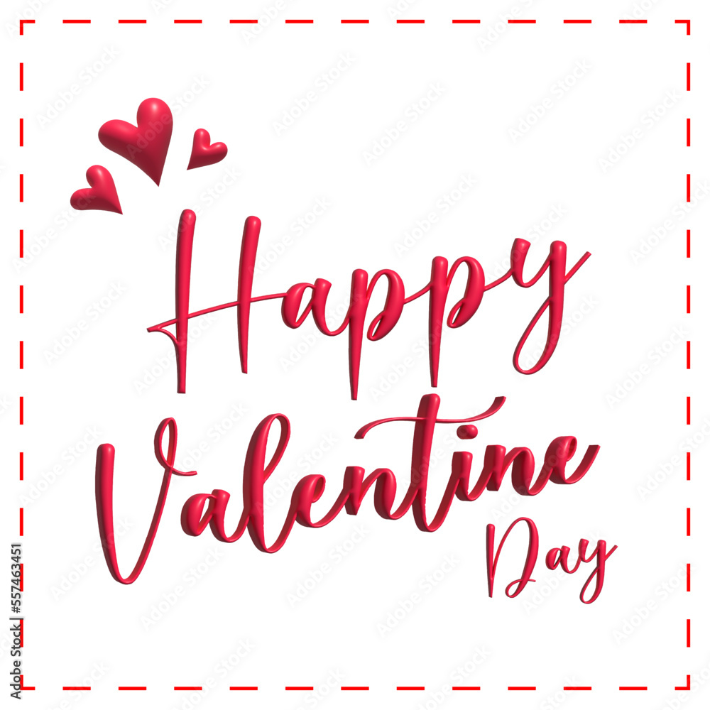 Valentines day background with heart shaped 3d text
