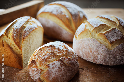 Delicious freshly baked sourdough bread Generative AI