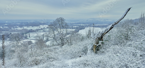 South Downs National Park landscape on a winter snowy day photo