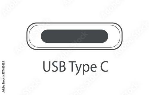 USB Type C port icon. Socket usb plug in. USB connectors. Vector illustration
