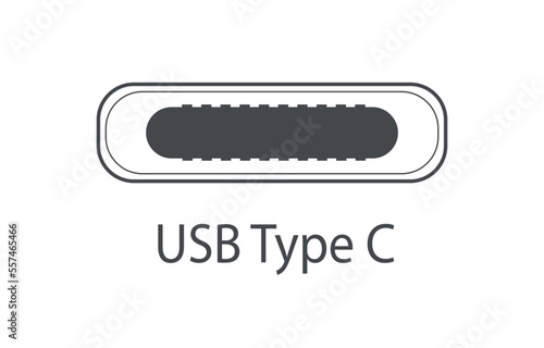 Vector icon symbol USB Type-C. Cable connection USB Type-C for mobile phone.