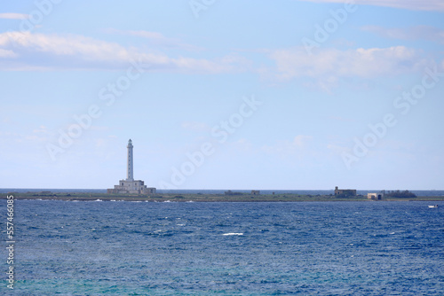 Isola Sant Andrea Lighthouse near Gallipoli, a comune in Apulia, Southern Italy photo