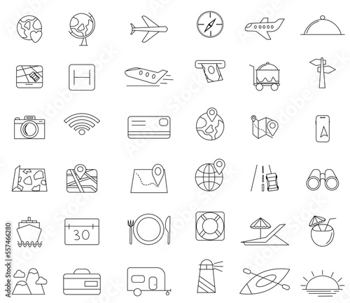 Travel vector icons set. Tourism simple icon collection. 