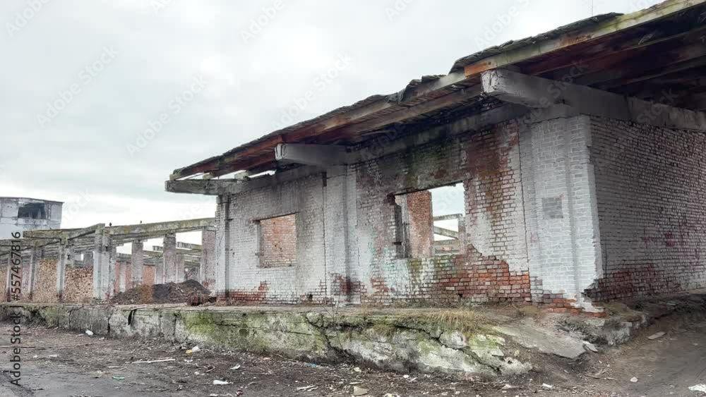 Vinnytsia Ukraine Chemist plant ruins and ruins of plant over time it looks more and more like shell hit and destroyed everything around there are no people no life only grass sprouts on bricks Vinnytsia Ukraine Chemist plant ruins and ruins of plant over time it looks more and more like shell hit and destroyed everything around there are no people no life only grass sprouts on bricks