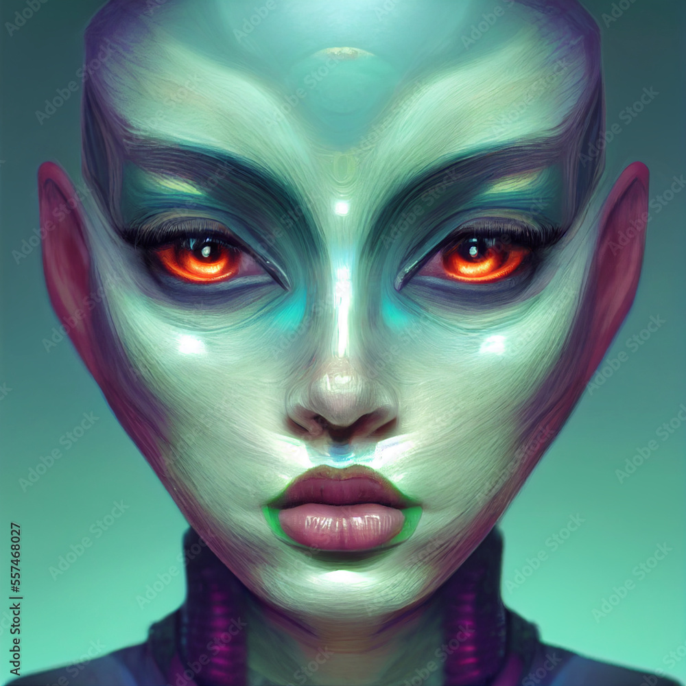 Alien portrait, scary extraterrestrial, creepy illustration Alien portrait, scary extraterrestrial, creepy illustration