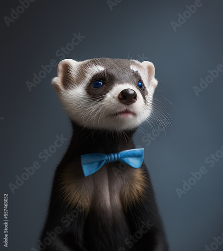Ai generated fancy , dapper, holiday, dressed up ferret. Created using ai generative. 