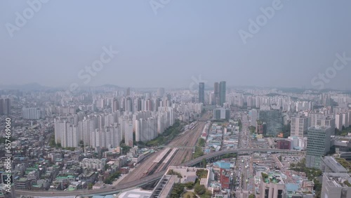 [korea drone footage] Seoul city landscape,, Yeongdeungpo, Commercial District photo