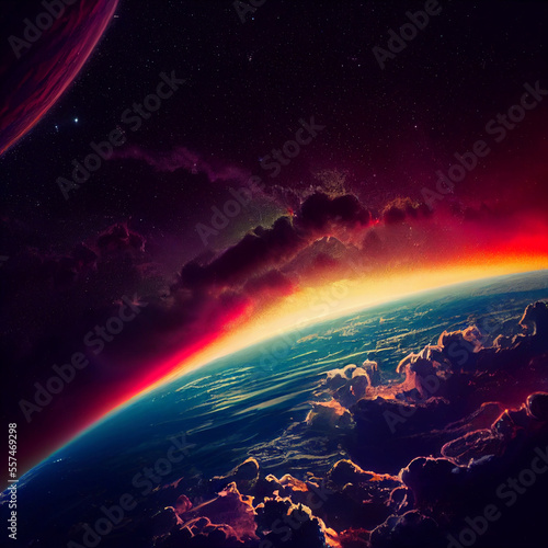 Planet Earth seen from space  sci-fi illustration