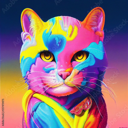 Colorful cute cat portrait